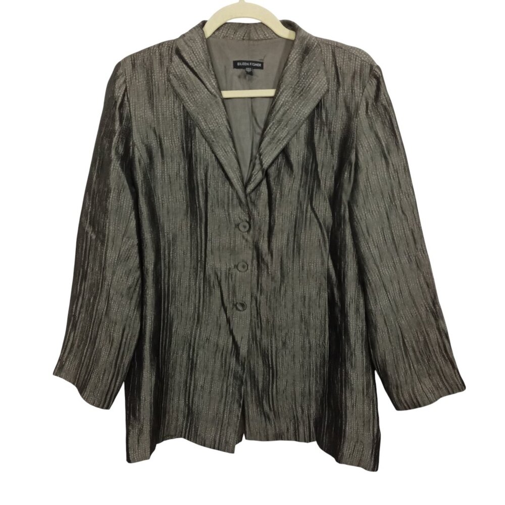 Eileen Fisher Jacket Womens Small Silk Blazer Lightweight Quiet Luxury Capsule